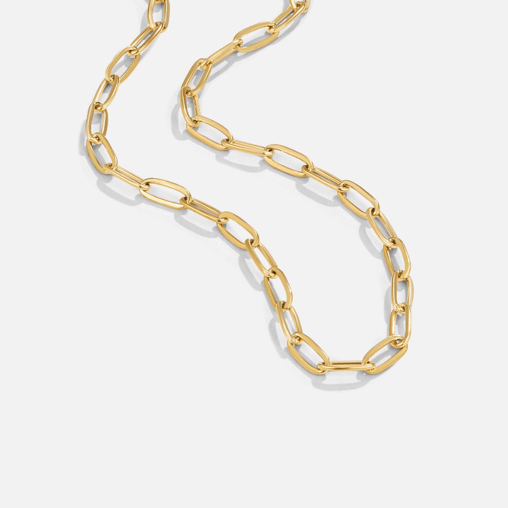 18K Gold Paperclip Charm Necklace