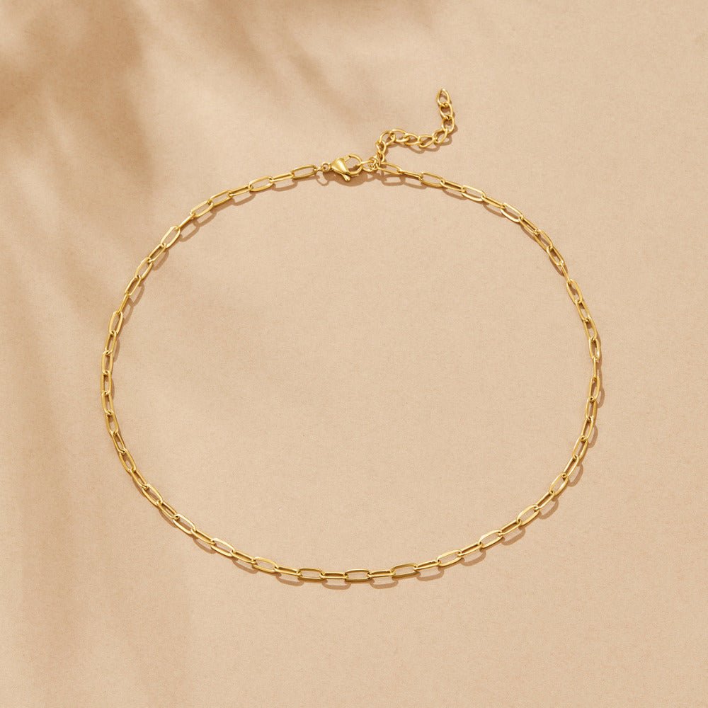 18K Gold Paperclip Charm Necklace