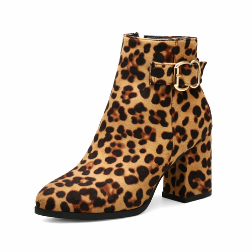 Aileda Leopard Chunky Heeled Chelsea Boots