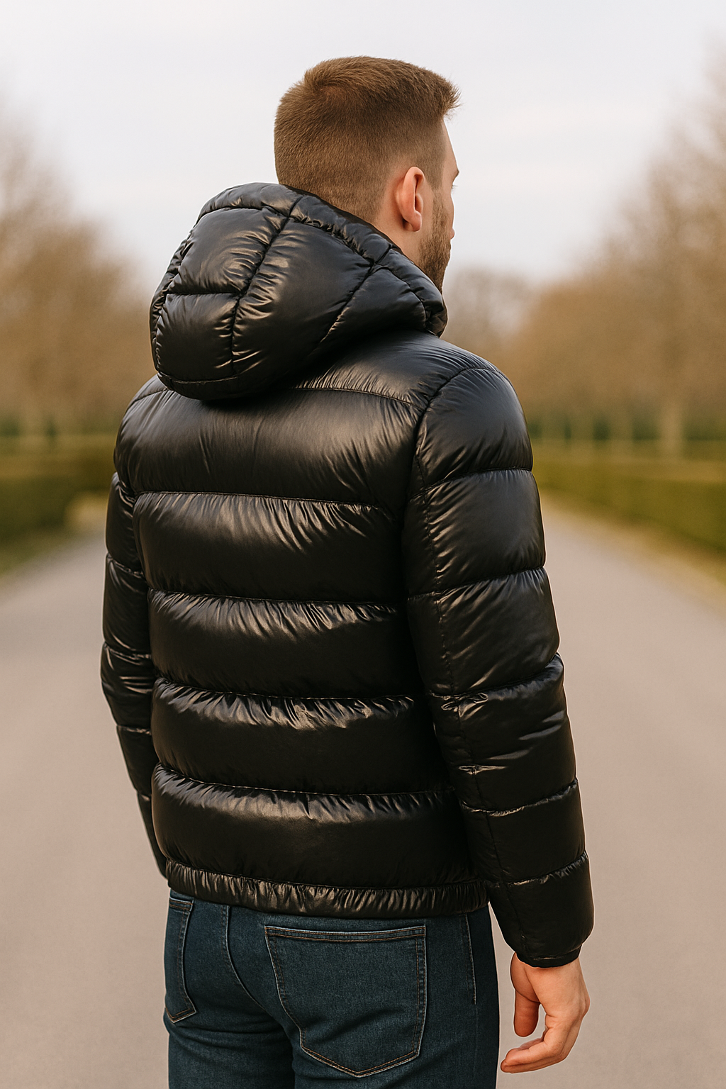 Ľahká zimná parka s lesklým povrchom