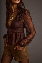 Callahan Mocha Lace Blouse