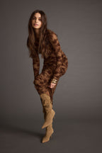 Hnědé květinové maxi šaty Casanova