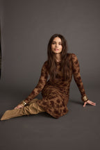 Hnědé květinové maxi šaty Casanova