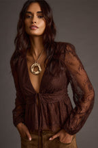 Callahan Mocha Lace Blouse