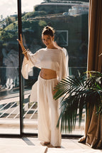 Lněné kalhoty Clear Breeze z přírodního lnu