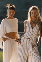 Lněné kalhoty Clear Breeze z přírodního lnu