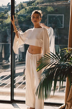 Lněné kalhoty Clear Breeze z přírodního lnu