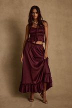 Saténová maxi sukně Dahlia Mulberry