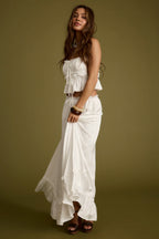 Bílá saténová maxi sukně Dahlia