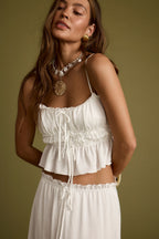 Bílé saténové tílko Dahlia