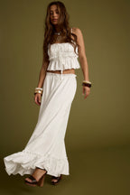 Bílá saténová maxi sukně Dahlia