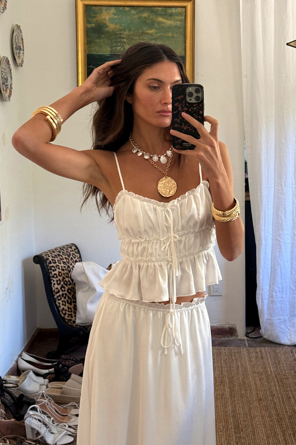 Bílé saténové tílko Dahlia