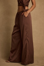 Saténové kalhoty Estelle Espresso