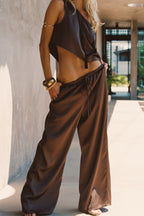 Saténové kalhoty Estelle Espresso