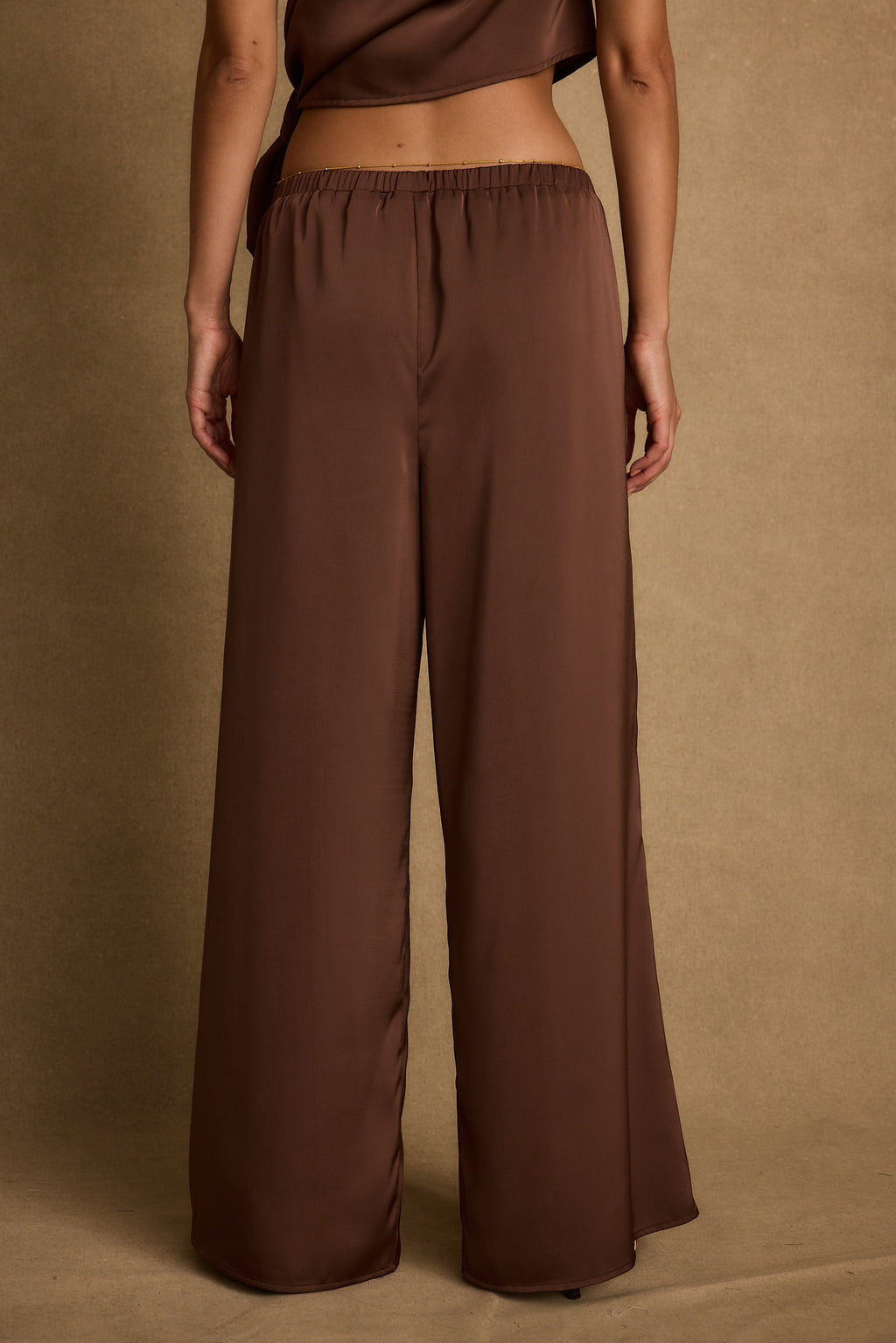 Saténové kalhoty Estelle Espresso