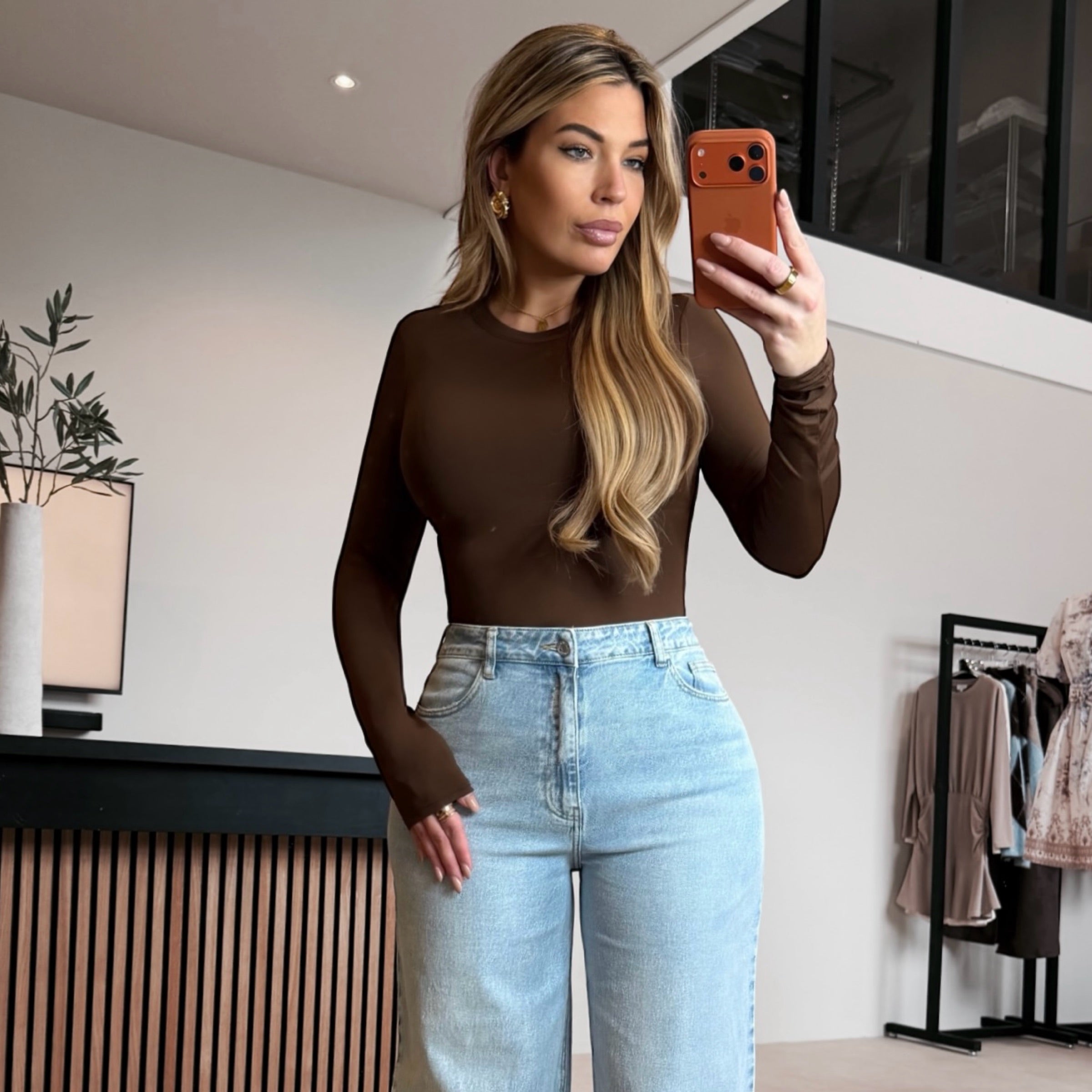 Body de manga comprida Brown