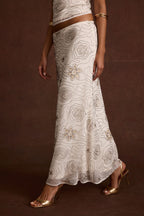 Dlouhá sukně Julia White s korálky