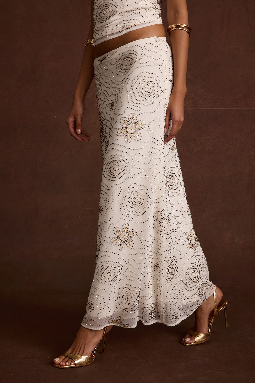 Dlouhá sukně Julia White s korálky