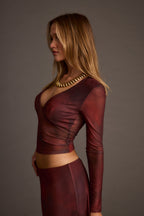 Síťovaný top Janie Mulberry Blur