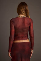 Síťovaný top Janie Mulberry Blur