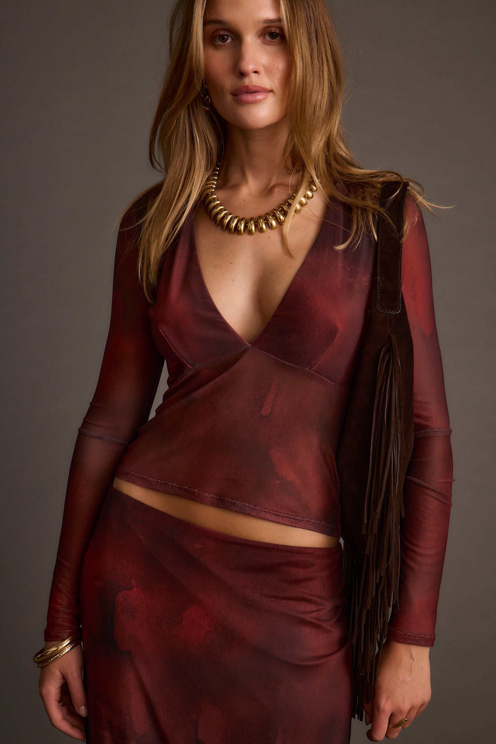 Síťovaný top Janie Mulberry Blur