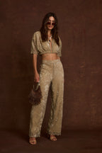 Kalhoty Kaia Gold Metallic