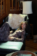 Maxi šaty Kristin Plum Blur ze síťoviny