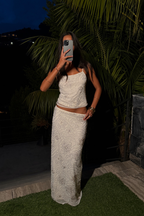 Dlouhá sukně Julia White s korálky