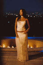 Dlouhá sukně Julia White s korálky