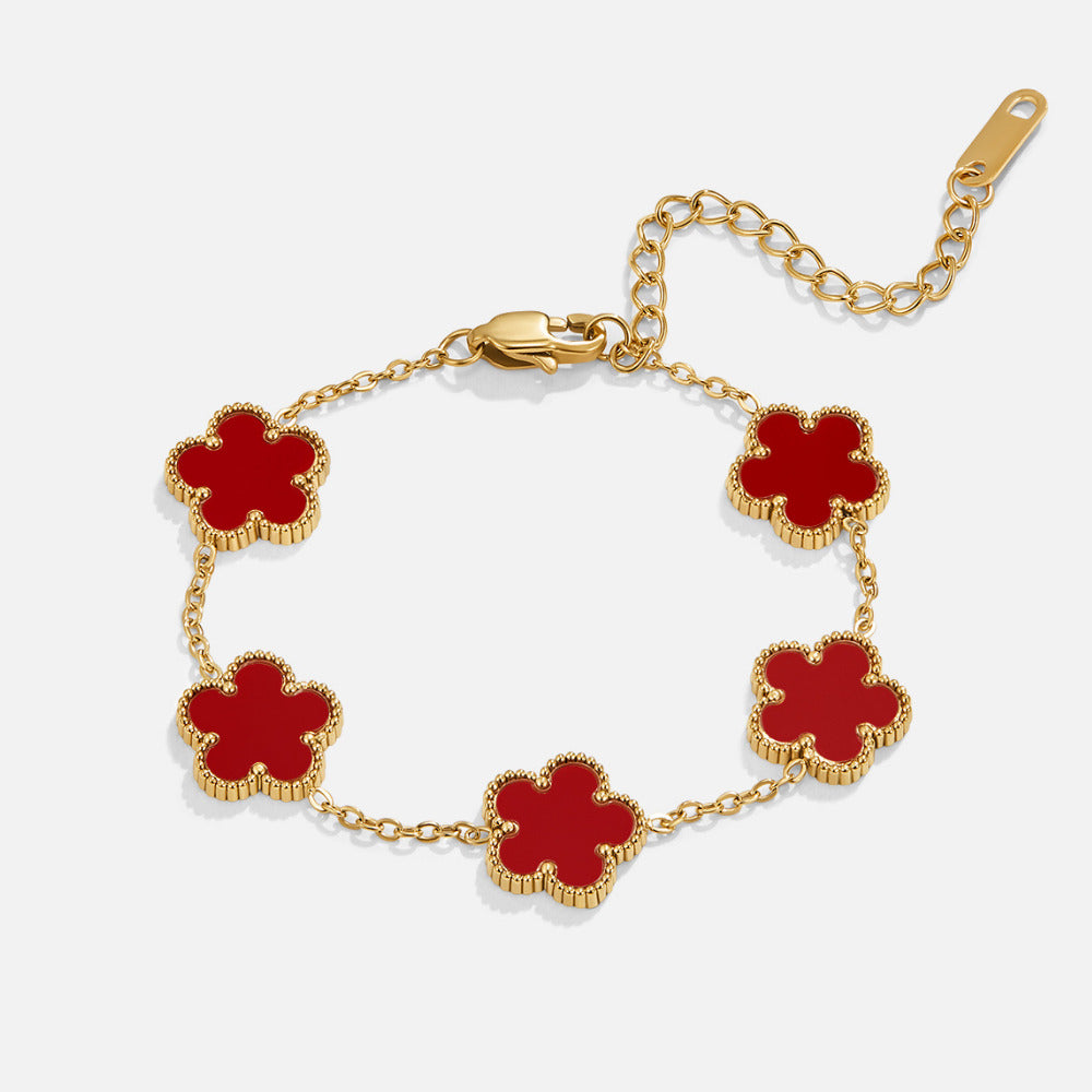 Lucky Red Clover Leaf Bracelet