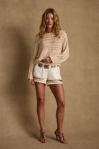 Háčkovaný svetr Marela krémového tvaru