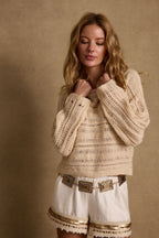 Háčkovaný svetr Marela krémového tvaru