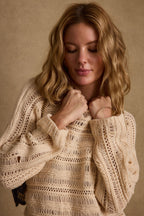 Háčkovaný svetr Marela krémového tvaru