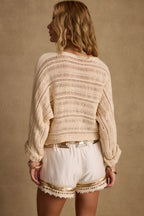 Háčkovaný svetr Marela krémového tvaru