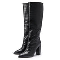 Aileda Knee-High Pointed Thick Heel Boots