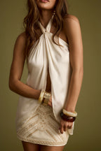 Saténový top s ramínky Moonlit Kiss v krémovém provedení