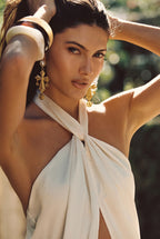 Saténový top s ramínky Moonlit Kiss v krémovém provedení