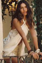 Saténový top s ramínky Moonlit Kiss v krémovém provedení