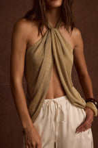 Lurexový top s ramínky Moonlit Kiss zlaté barvy