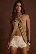 Lurexový top s ramínky Moonlit Kiss zlaté barvy