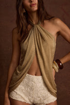 Lurexový top s ramínky Moonlit Kiss zlaté barvy