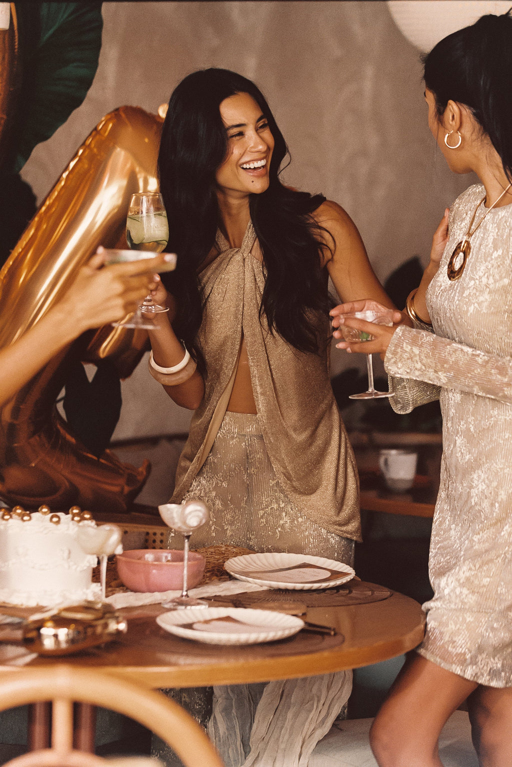 Lurexový top s ramínky Moonlit Kiss zlaté barvy