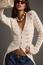 Dlouhý pletený top Nicoletta s krémovou podšívkou