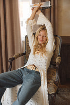 Dlouhý pletený top Nicoletta s krémovou podšívkou