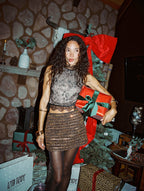 Černý krajkový top Vivette s imitací výstřihu