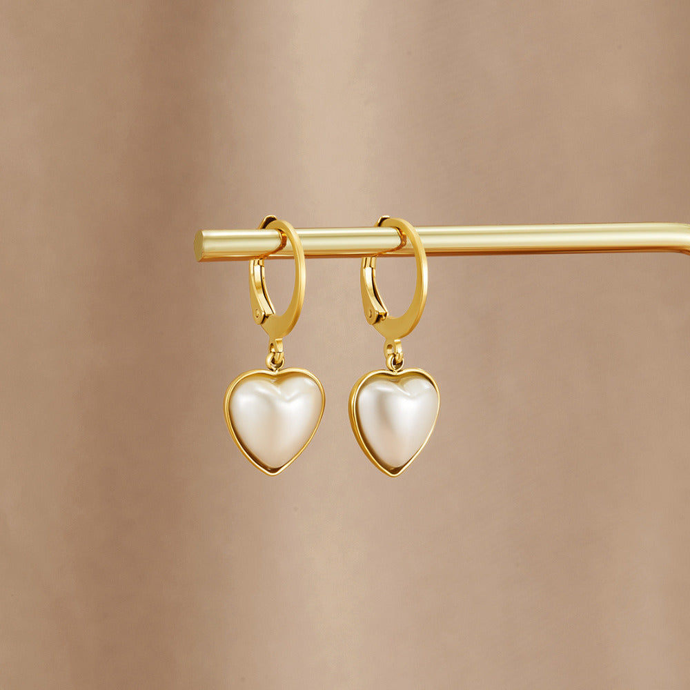 'Pure Heart' Pearl Hoop Earrings