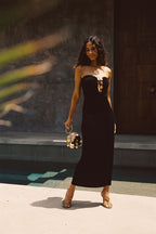 Černé zdobené maxi šaty Rayne