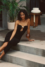 Černé zdobené maxi šaty Rayne