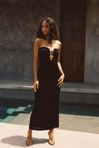 Černé zdobené maxi šaty Rayne