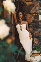 Bílé zdobené maxi šaty Rayne